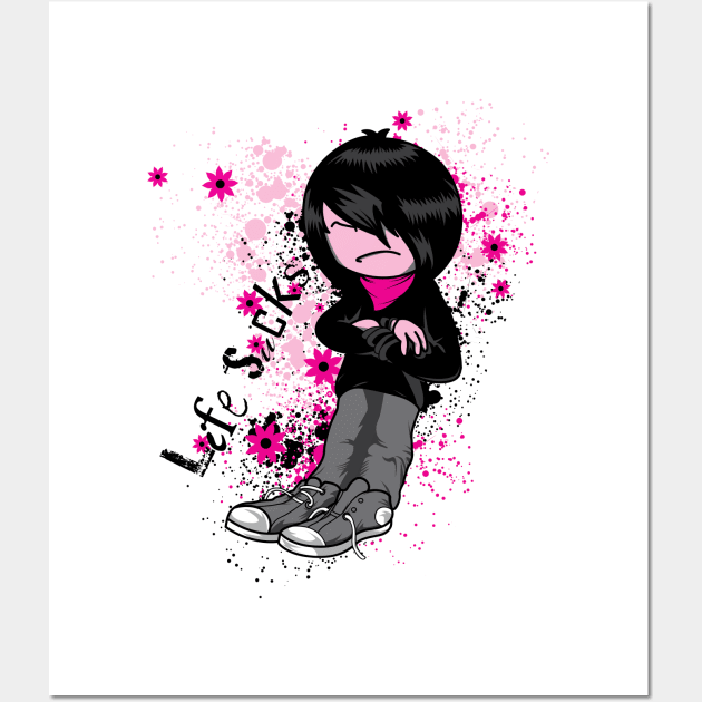 Emo Gothic Boy Wall Art by positivedesigners